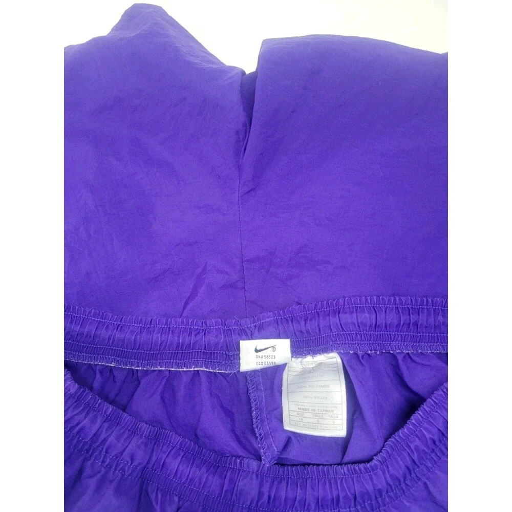 Vintage 90s Nike Shorts Nylon Windbreaker Drawstring Unlined Pocket Purple Sz 14